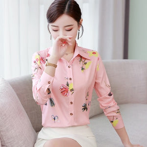 Oversized long sleeve chiffon blouse Women's office shirt casual tops pink blusas mujer de moda 2019 White blouses 5XL