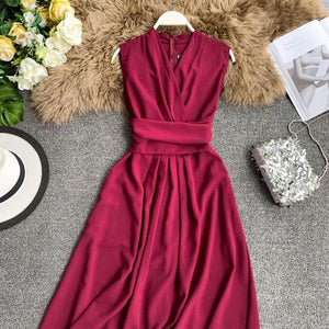 Neploe Sexy Dress Women Summer 2020 New Arival V-Neck Sleeveless Dresses French Chic  Cross Drawstring Slim Waist Vestidos 43690