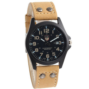 Brand men watch New mans clock Men's Date Leather Strap watches Sport Quartz Military Wristwatch relatio masculine 4 color