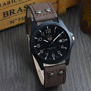 Brand men watch New mans clock Men's Date Leather Strap watches Sport Quartz Military Wristwatch relatio masculine 4 color