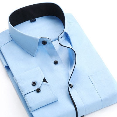 Business Shirts Men Long Sleeve Shirts  Plus Size 4XL High Quality Solid Shirt hombre Causal Slim Fit Chemise camisa masculina