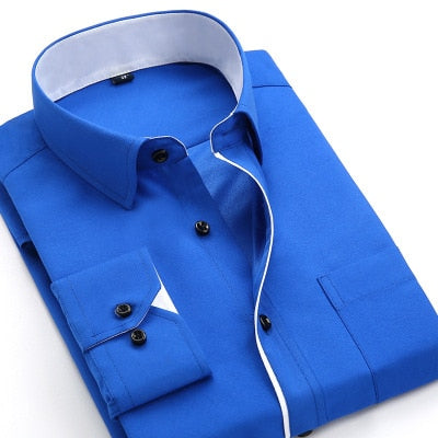 Business Shirts Men Long Sleeve Shirts  Plus Size 4XL High Quality Solid Shirt hombre Causal Slim Fit Chemise camisa masculina